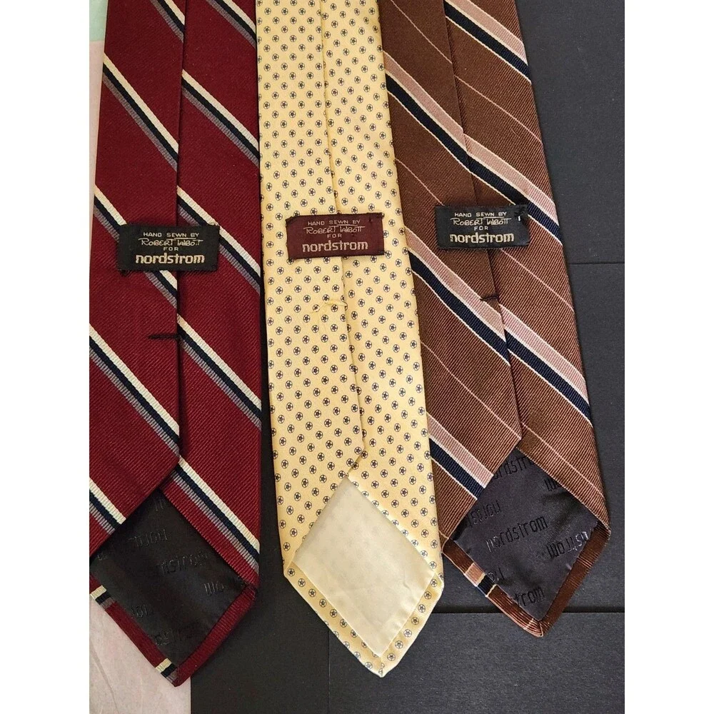 Robert Talbott Nordstrom Silk Tie Red Stripe Hand Sewn USA Lot Of 3